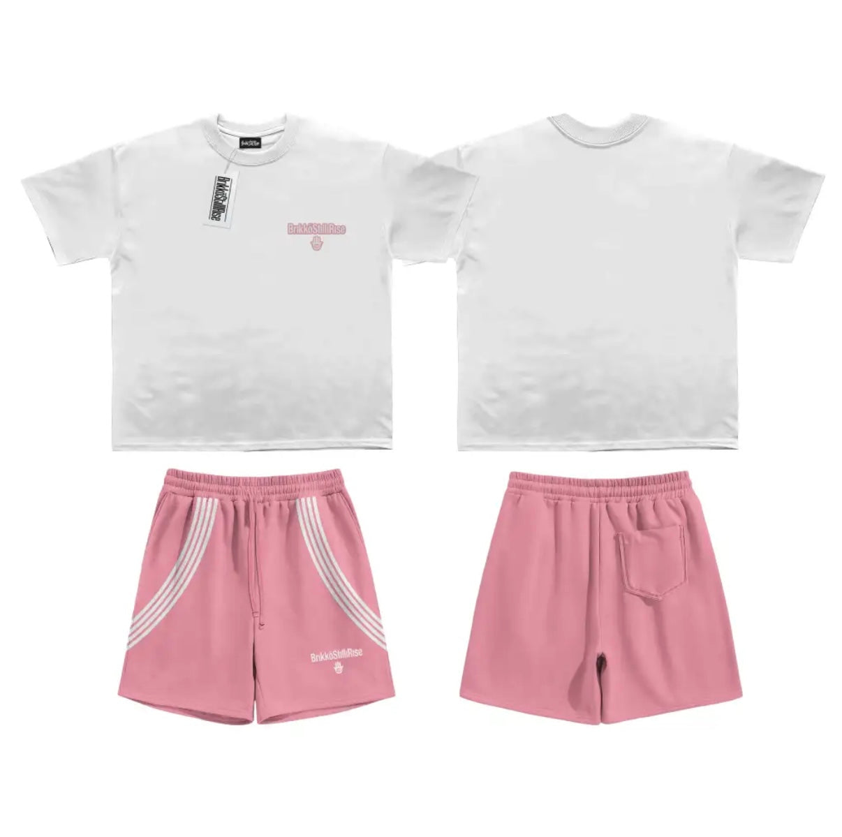Candy Pink Shorts & White T-Shirt Set