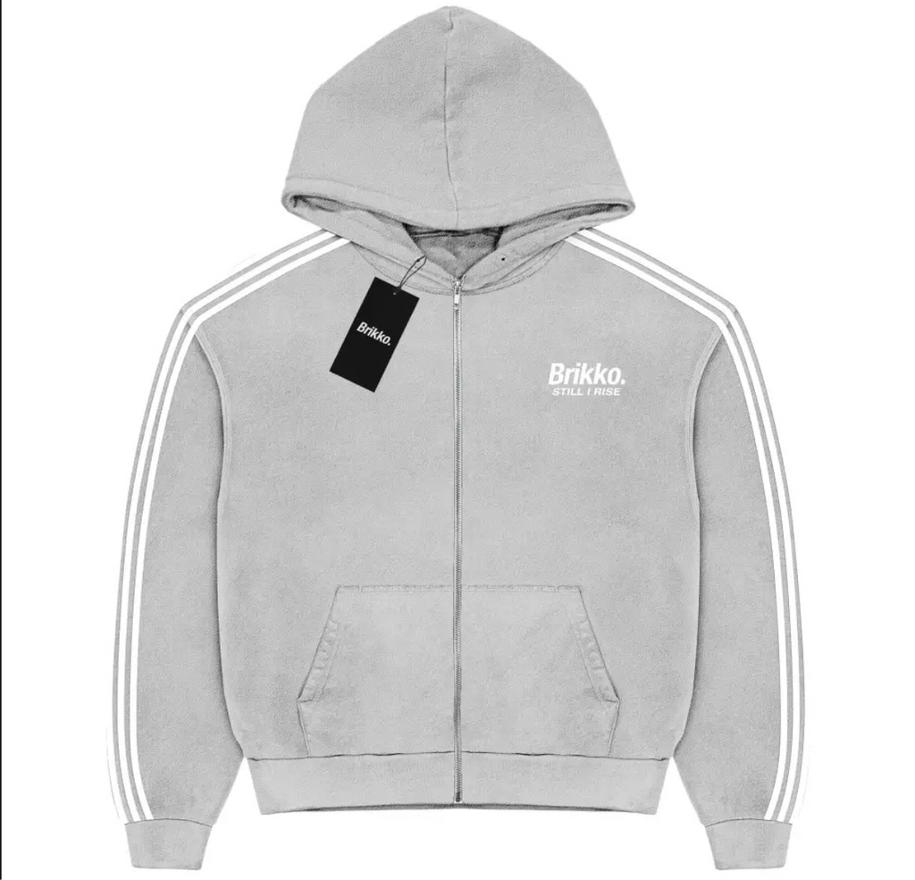 Grey Oversized Zip Up Hoodie